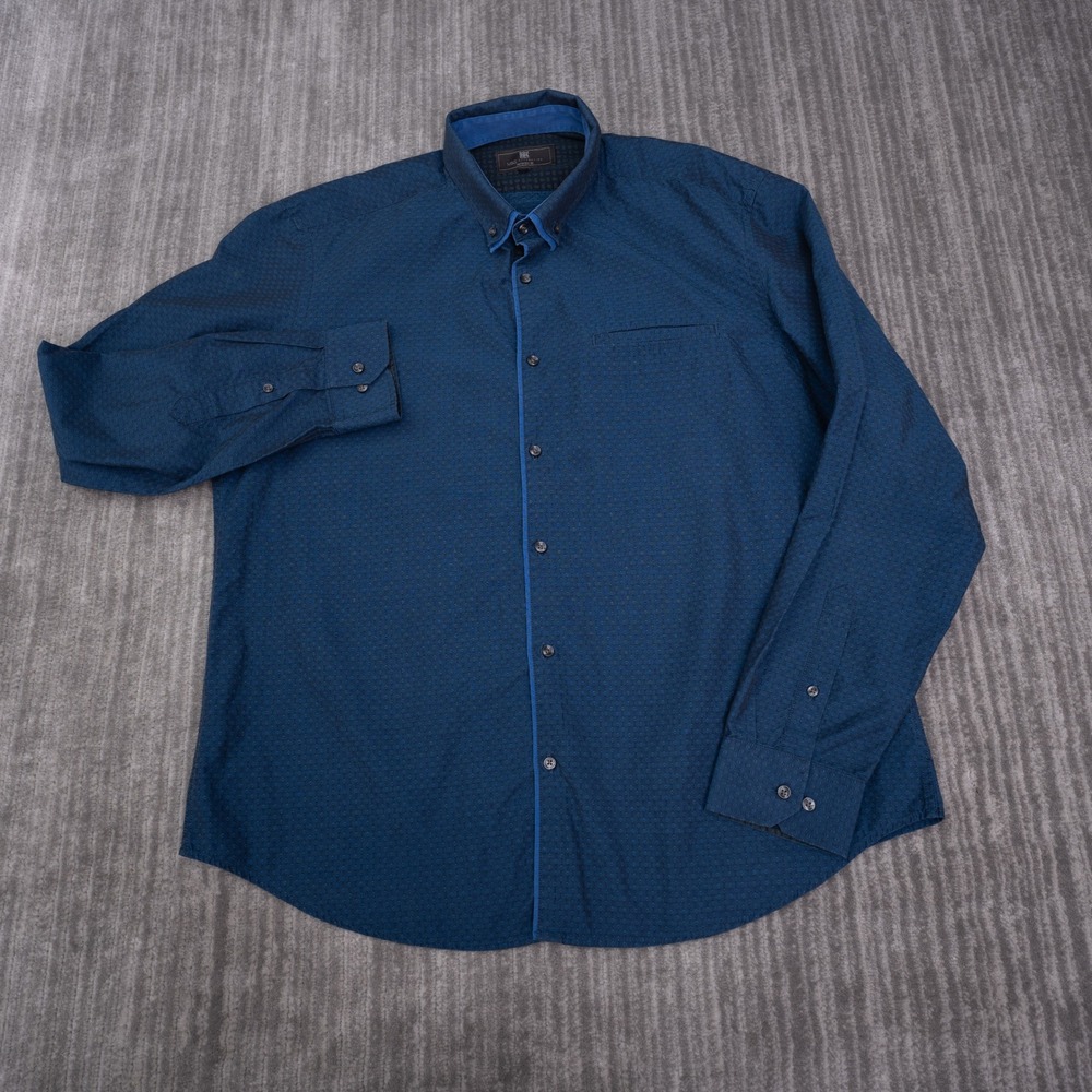 M&S Collection Button Down Mens XL Blue Excellent Tailored Fit Long Sleeve Shirt